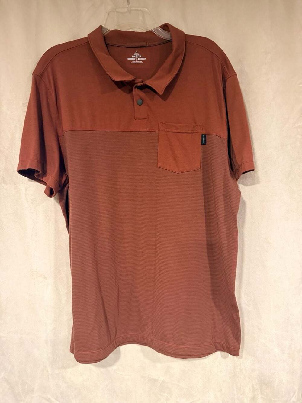 prAna Breathe Men's Short Sleeve Snap Button Pocket Polo Shirt Size XL